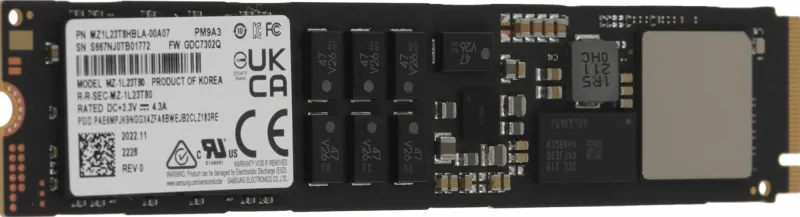 Твердотельный накопитель Samsung Enterprise SSD, M.2, PM9A3, 3840GB, NVMe/PCIE Gen4 x4, R5500/W2000Mb/s, IOPS(R4K) 800K/85K, MTBF 2M, 1DWPD/5Y, TBW 7008TB, 22110, OEM, (replace MZ1LB3T8HMLA-00007)