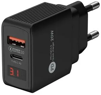 Сетевое зар./устр. Wiiix UNNK-4-2-02-QCPD-B 20W 3A (PD+QC) USB-C/USB-A черный
