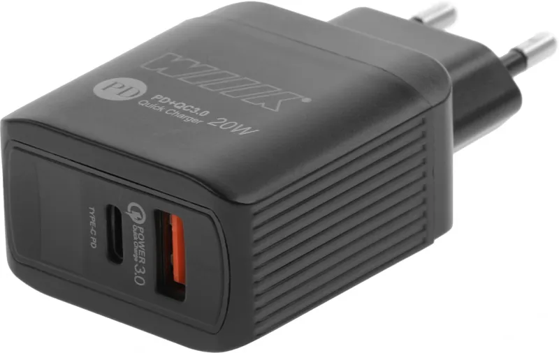 Сетевое зар./устр. Wiiix UNNK-4-2-02-QCPD-B 20W 3A (PD+QC) USB-C/USB-A черный
