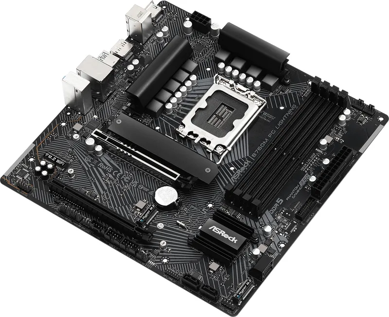Материнская плата ASROCK B760M PG LIGHTNING, LGA1700, B760, 4*DDR5, HDMI+DP, 4xSATA3 6.0 (RAID), M.2 Socket, USB 3.2, USB2.0, Type-C, mATX