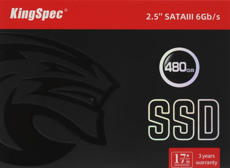 Твердотельный накопитель KingSpec SSD 480GB SATA III 2.5" R550/W500MB/s 3D TLC MTBF 1M 120TBW