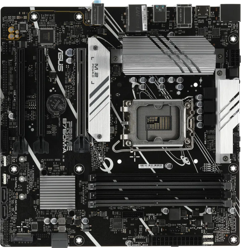 Материнская плата ASUS PRIME B760M-A-CSM, LGA1700, B760, 4*DDR5, 2xHDMI+DP, 4xSATA3 + RAID, 2xM2, Audio, Gb LAN, USB 3.2, USB 2.0, mATX; 90MB1EK0-M0EAYC