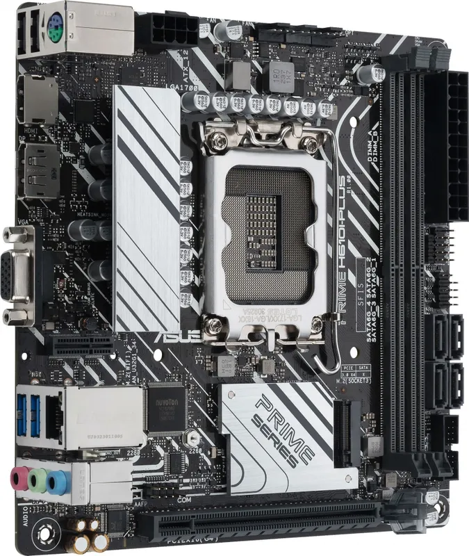 Материнская плата ASUS PRIME H610I-PLUS-CSM, LGA1700, B610, 2*DDR5, VGA+DP+HDMI, SATA 6.0, M.2, USB 3.2, USB 2.0,  mITX; 90MB1GB0-M0EAYC