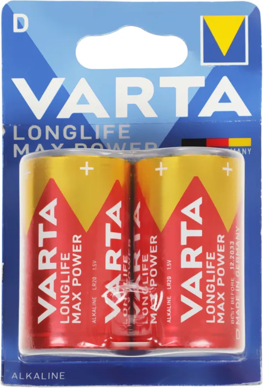 Батарея Varta LongLife Max Power Alkaline D LR20 (2шт) блистер