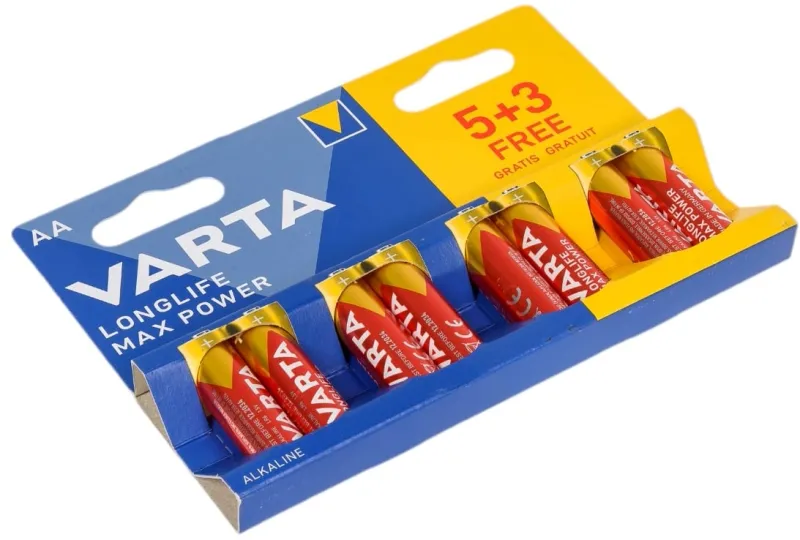 Батарея Varta LongLife Max Power Alkaline LR6 BL5+3 AA (8шт) блистер