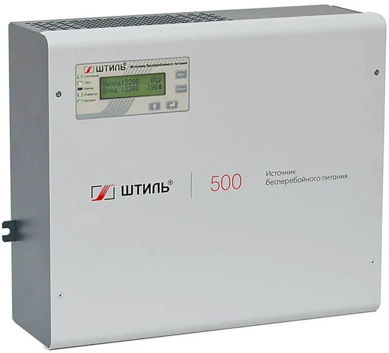 ШТИЛЬ ИБП 500 ВА; 1 фазный; on-line; батарея: 24В, ext (no incl), ЗУ 5А; настенное