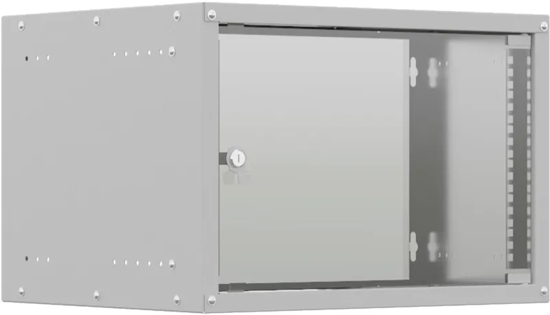 Шкаф коммутационный NTSS LIME (NTSS-WL6U5535GS) настенный 6U 550x350мм пер.дв.стекл несъемн.бок.пан. 30кг серый 270мм 8.3кг 110град. 370мм IP20 укомплектованный