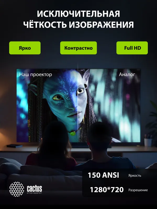 Проектор Cactus CS-PRE.08WT.WXGA LCD 1500Lm LS 150Lm ANSI (1280x720) 1000:1 ресурс лампы:30000часов 1xUSB typeA 1xHDMI 1.5кг