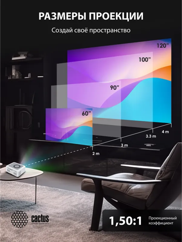 Проектор Cactus CS-PRE.08WT.WXGA LCD 1500Lm LS 150Lm ANSI (1280x720) 1000:1 ресурс лампы:30000часов 1xUSB typeA 1xHDMI 1.5кг