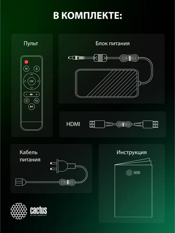 Проектор Cactus CS-PRM.07WT.Full HD LCD 3200Lm LS 320Lm ANSI (1920x1080) 1500:1 ресурс лампы:30000часов 1xUSB typeA 3xHDMI 1.5кг