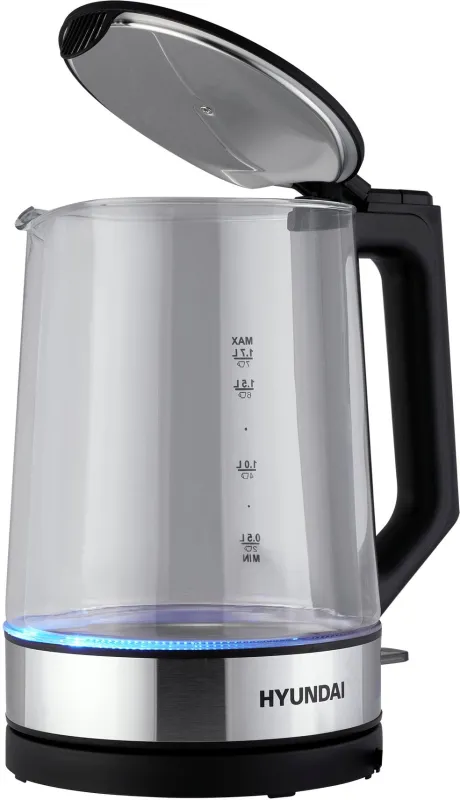 Чайник электрический Hyundai HYK-G8808 1.7л. 2200Вт черный/серебристый корпус: стекло