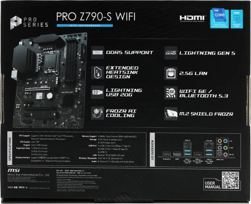 Материнская плата MSI PRO Z790-S WIFI