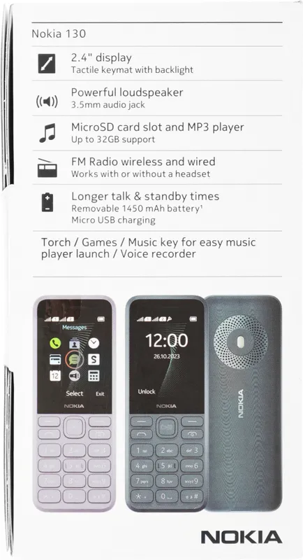 Мобильный телефон Nokia 130 TA-1576 DS EAC темно-синий моноблок 2Sim 2.4" 240x320 Series 30+ GSM900/1800 Protect FM Micro SD max32Gb