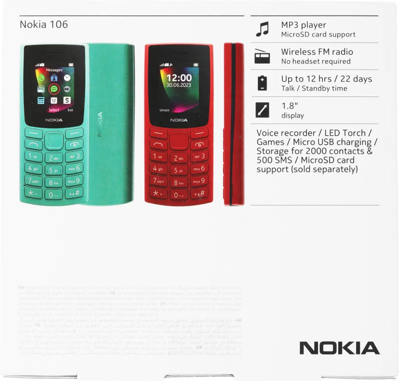 Мобильный телефон Nokia 106 (TA-1564) DS EAC черный моноблок 2Sim 1.8" 120x160 Series 30+ GSM900/1800 GSM1900 FM Micro SD max32Gb