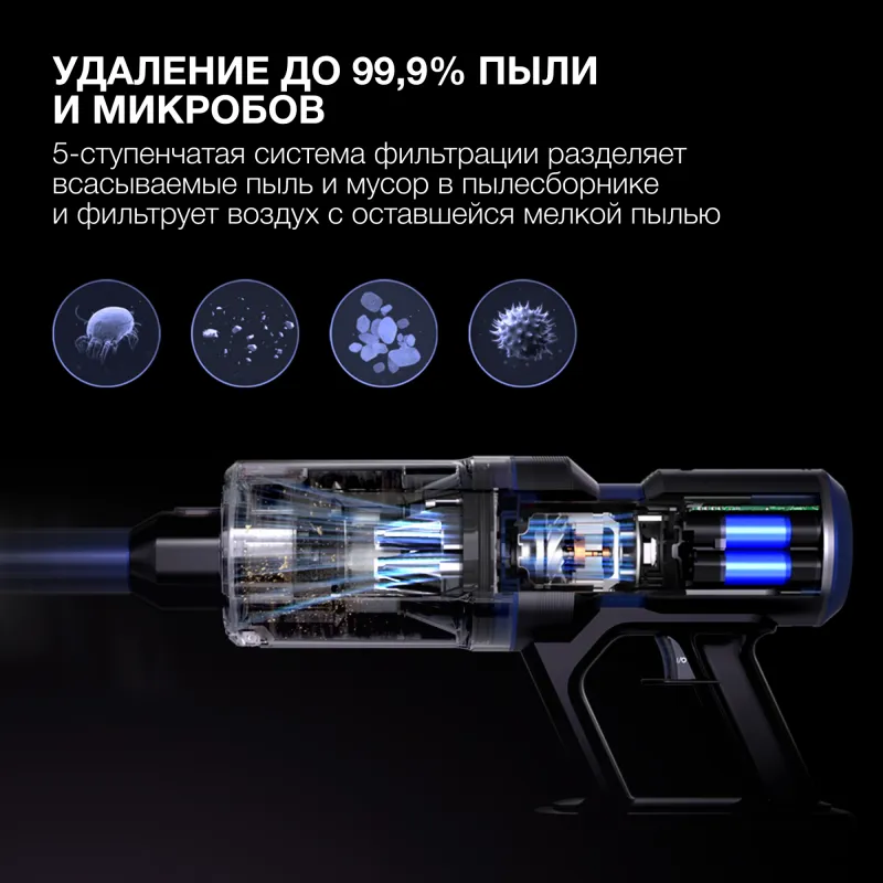 Пылесос ручной Hyundai HYV-S7970 500Вт серый/синий