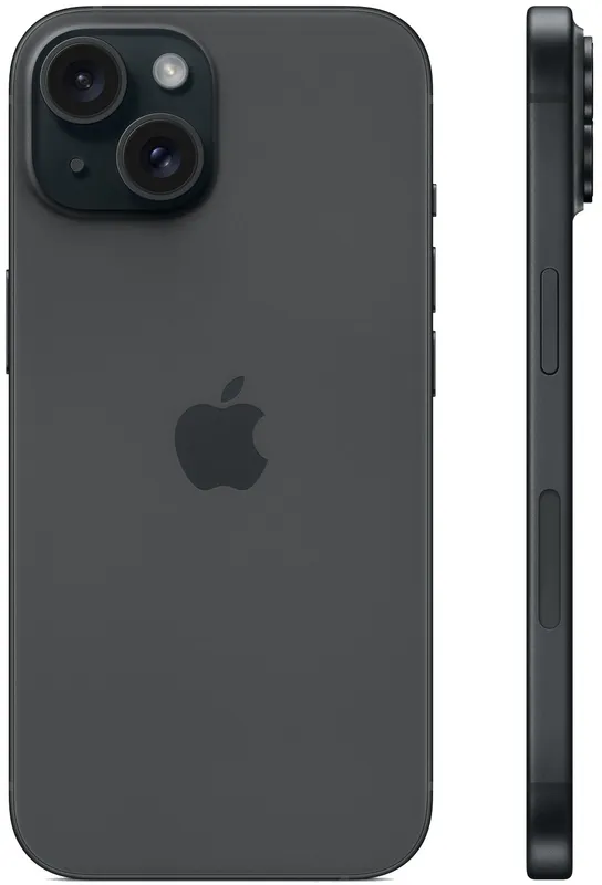 Смартфон Apple A3090 iPhone 15 256Gb черный моноблок 3G 4G 1Sim 6.1" 1179x2556 iOS 17 48Mpix 802.11 a/b/g/n/ac/ax NFC GPS GSM900/1800 TouchSc Protect