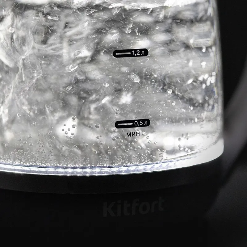 Чайник электрический Kitfort КТ-6199 2л. 2200Вт черный/белый (корпус: пластик/стекло)