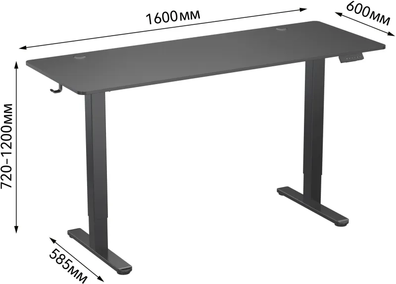 Стол для компьютера Cactus CS-EDL-BBK столешница ДСП черный каркас черный