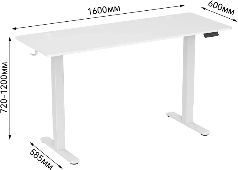 Стол для компьютера Cactus CS-EDL-WWT столешница ДСП белый каркас белый