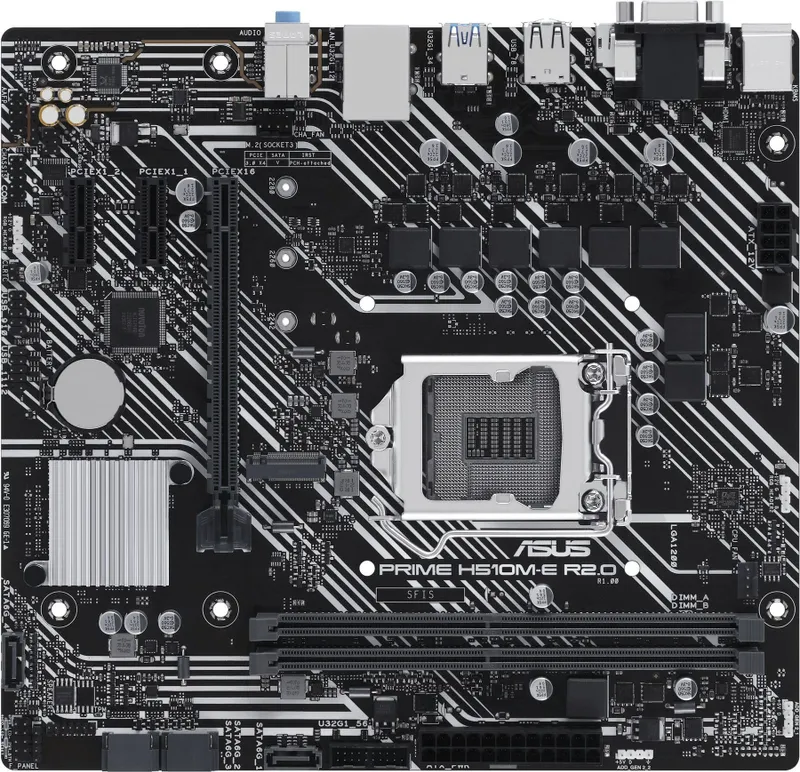 ASUS PRIME H510M-E R2.0, LGA1200, H470, 2*DDR4, DP+VGA + HDMI, 4 SATA 6, M2, Gb LAN, USB 3.2, USB 2.0, mATX ; 90MB1FQ0-M0EAY0