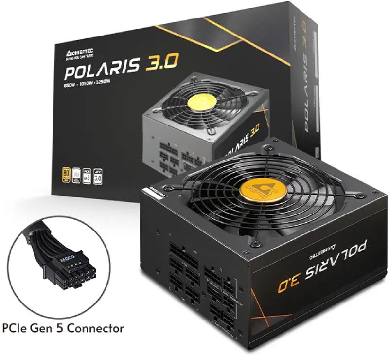 Chieftec Polaris 3.0 PPS-850FC-A3 (ATX 3.0, 850W, 80 PLUS GOLD, Active PFC, 140mm fan, Full Cable Management, Gen5 PCIe) Retail