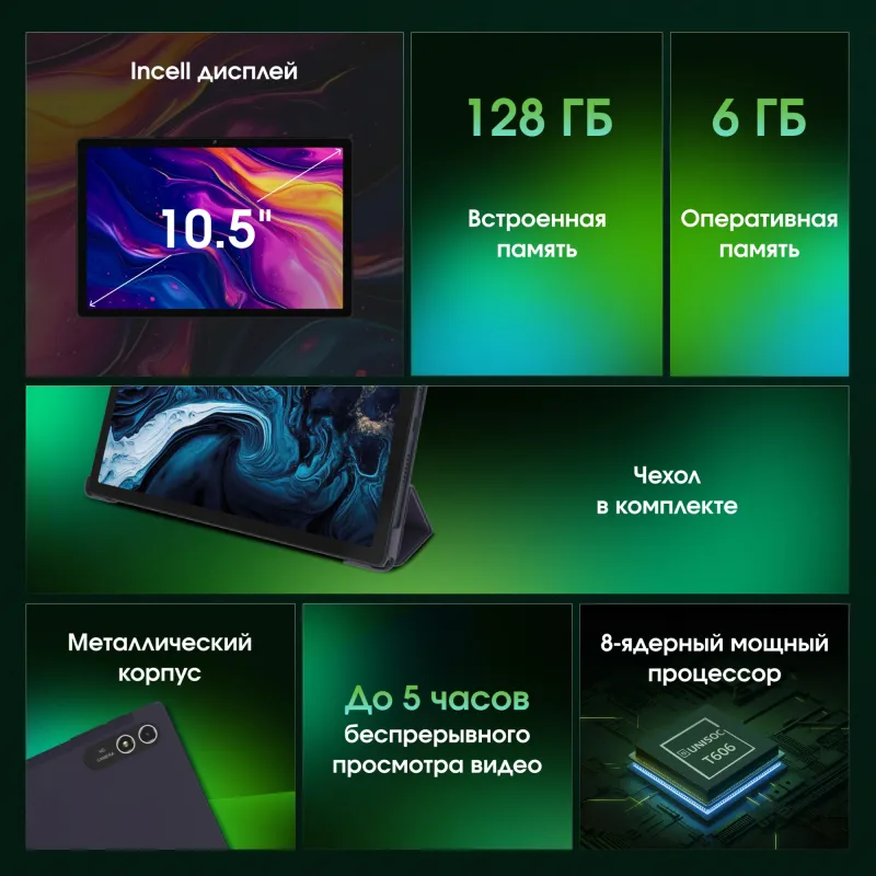 Планшет Digma Pro HIT 18 T606 (1.6) 8C RAM6Gb ROM128Gb 10.5" In-Cell 1920x1200 3G 4G Android 13 фиолетовый 13Mpix 5Mpix BT WiFi 512Gb 7000mAh 5hr