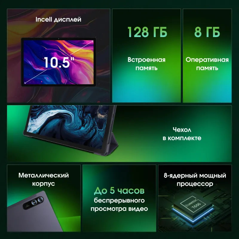Планшет Digma Pro HIT 18 T606 (1.6) 8C RAM8Gb ROM128Gb 10.5" In-Cell 1920x1200 3G 4G Android 13 фиолетовый 13Mpix 5Mpix BT WiFi 512Gb 7000mAh