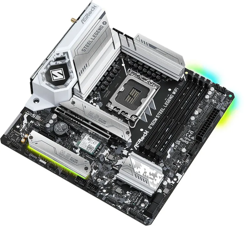 Материнская плата ASROCK B760M STEEL LEGEND WIFI, LGA1700, B760, 4*DDR5, HDMI+DP, 4xSATA3 6.0 (RAID), M.2 Socket, USB 3.2, USB2.0, Type-C, mATX