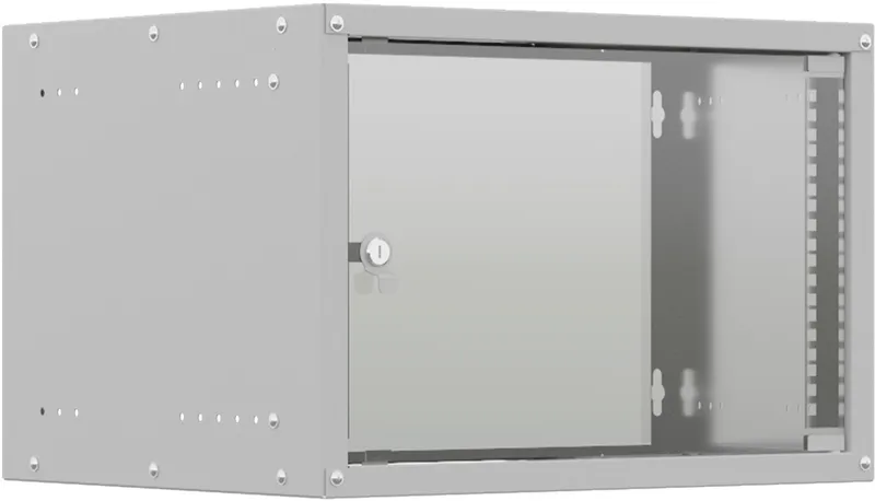Шкаф коммутационный NTSS Lime (NTSS-WL6U5545GS) настенный 6U 550x450мм пер.дв.стекл несъемн.бок.пан. 30кг серый 370мм 9.6кг 110град. 370мм IP20 укомплектованный