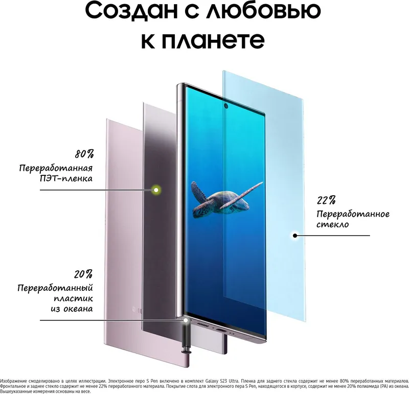 Смартфон Samsung SM-S918B Galaxy S23 Ultra 5G 256Gb 12Gb лаванда моноблок 3G 4G 2Sim 6.8" 1440x3088 Android 13 200Mpix 802.11 a/b/g/n/ac/ax NFC GPS GSM900/1800 GSM1900 TouchSc Protect