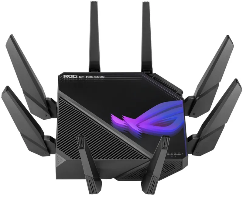 Роутер ASUS ROG GT-AXE16000 // 802.11 a/b/g/n/ac/ax 1148 + 4804Mbps, 2,4 + 5 gGz, 8 antenna, USB, GBT LAN ; 90IG06W0-MU2A10