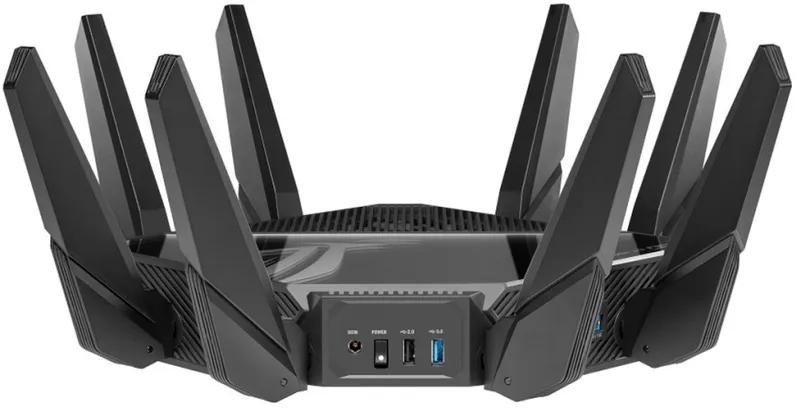 Роутер ASUS ROG GT-AXE16000 // 802.11 a/b/g/n/ac/ax 1148 + 4804Mbps, 2,4 + 5 gGz, 8 antenna, USB, GBT LAN ; 90IG06W0-MU2A10