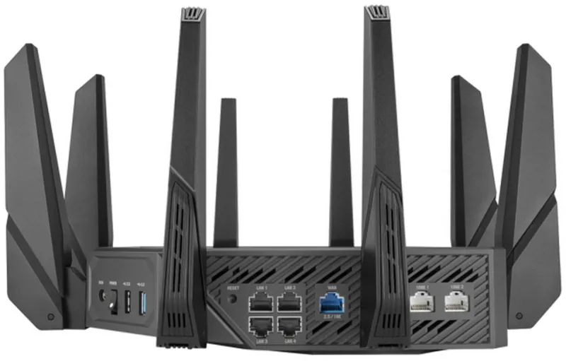 Роутер ASUS ROG GT-AXE16000 // 802.11 a/b/g/n/ac/ax 1148 + 4804Mbps, 2,4 + 5 gGz, 8 antenna, USB, GBT LAN ; 90IG06W0-MU2A10