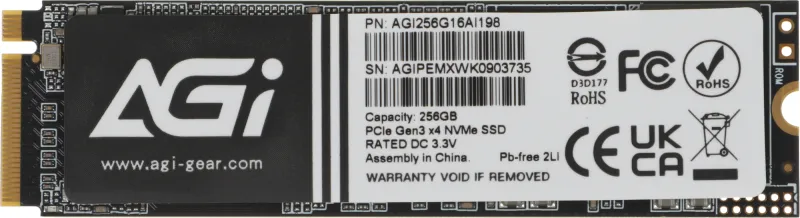 Накопитель SSD AGi PCIe 3.0 x4 256GB AGI256G16AI198 AI198 M.2 2280