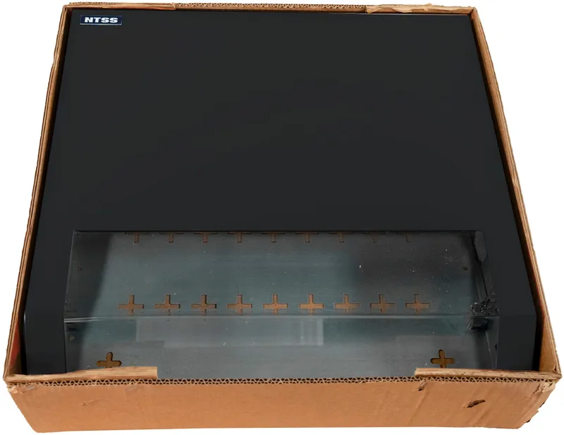 Шкаф коммутационный NTSS (NTSS-SOHO5U-BL) настенный 5U 520x140мм пер.дв.стекл несъемн.бок.пан. 80кг черный