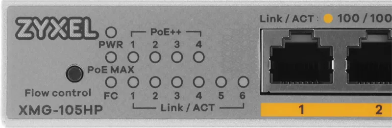 Коммутатор Zyxel XMG-105HP-EU0101F (L2) 5x2.5Гбит/с 1SFP+ 4PoE++ 70W неуправляемый