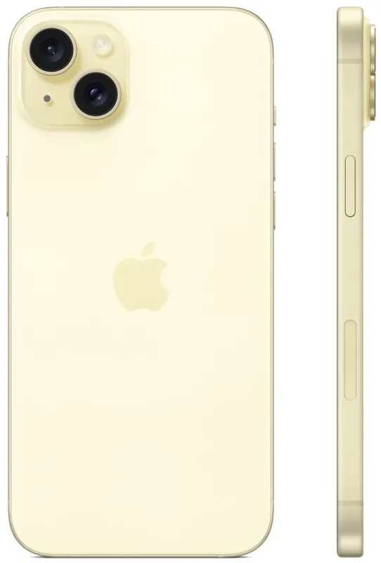 Смартфон Apple A3094 iPhone 15 Plus 128Gb желтый моноблок 3G 4G 1Sim 6.7" 1290x2796 iOS 17 48Mpix 802.11 a/b/g/n/ac/ax NFC GPS GSM900/1800 TouchSc Protect
