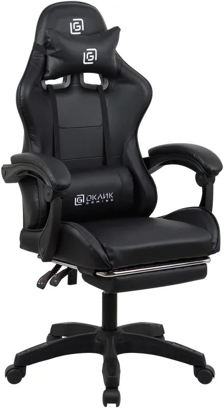 Кресло игровое Оклик Camper черный сиденье черный искусст.кожа/сетка с подголов. крестов. пластик черный подст.для ног