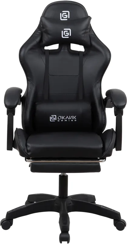 Кресло игровое Оклик Camper черный сиденье черный искусст.кожа/сетка с подголов. крестов. пластик черный подст.для ног