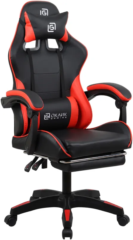 Кресло игровое Оклик Camper черный/красный сиденье черный/красный искусст.кожа/сетка с подголов. крестов. пластик черный подст.для ног