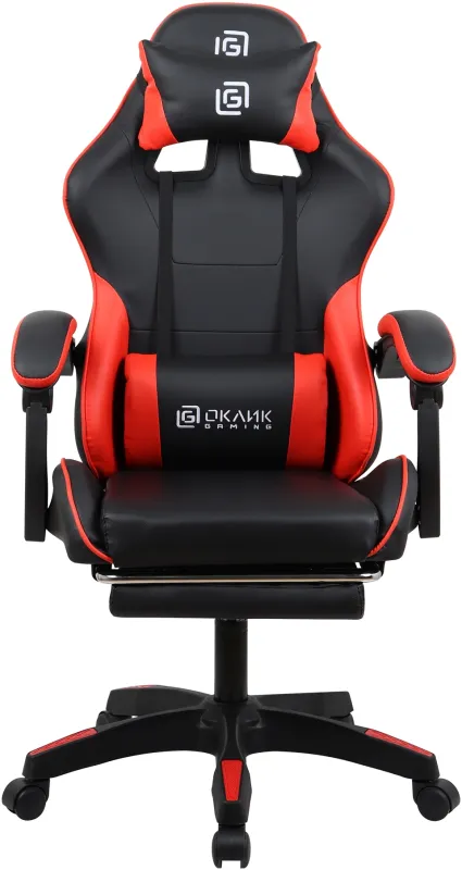 Кресло игровое Оклик Camper черный/красный сиденье черный/красный искусст.кожа/сетка с подголов. крестов. пластик черный подст.для ног