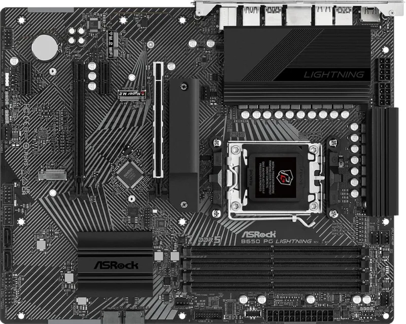 Материнская плата ASROCK B650 PG LIGHTNING, AM5, B650, 4*DDR5, HDMI, 4xSATA3 6.0, M.2 Socket, RAID, 9xUSB 3.2, 8xUSB 2.0, Type-C, ATX; 90-MXBK20-A0UAYZ