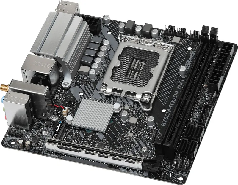 Материнская плата ASROCK B760M-ITX/D4 WIFI, LGA1700, B760, 2*DDR4, HDMI+DP, 4xSATA3 6.0 (RAID), M.2 Socket, USB 3.2, USB2.0, Type-C, mITX