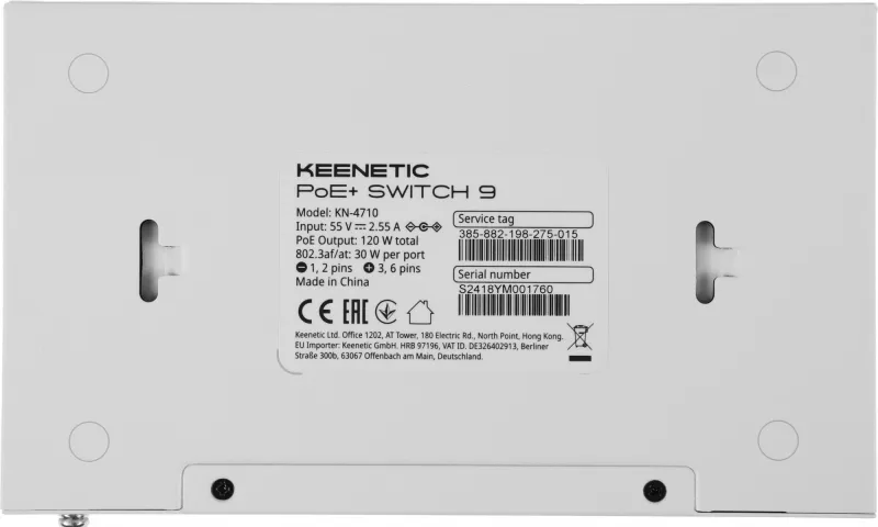 Коммутатор Keenetic KN-4710 (L2) 9x1Гбит/с 8PoE+ 120W Коммутатор неуправляемый