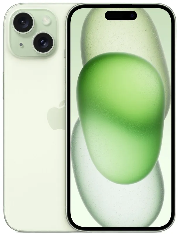 Смартфон Apple A3090 iPhone 15 256Gb зеленый моноблок 3G 4G 1Sim 6.1" 1179x2556 iOS 16 48Mpix 802.11 a/b/g/n/ac/ax NFC GPS Protect