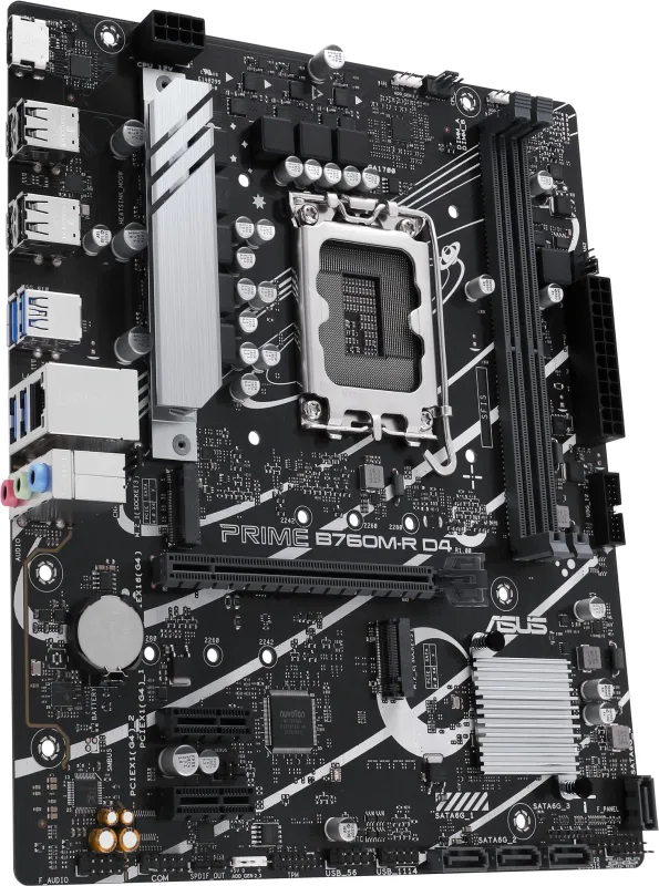Материнская плата ASUS PRIME B760M-R D4, LGA1700, B760, 2*DDR4, HDMI, 4xSATA3 + RAID, M2, Audio, Gb LAN, USB 3.2, USB 2.0, mATX; 90MB1HA0-M0EAY0
