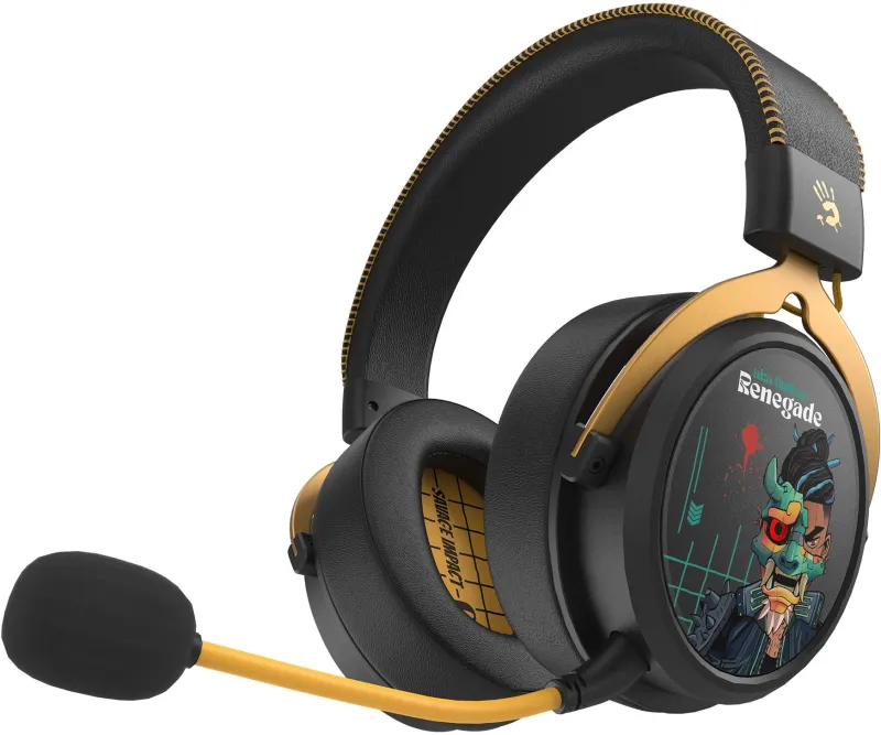 Наушники с микрофоном A4Tech Bloody MR595 Renegade черный/рисунок мониторные BT/Radio оголовье (MR595)