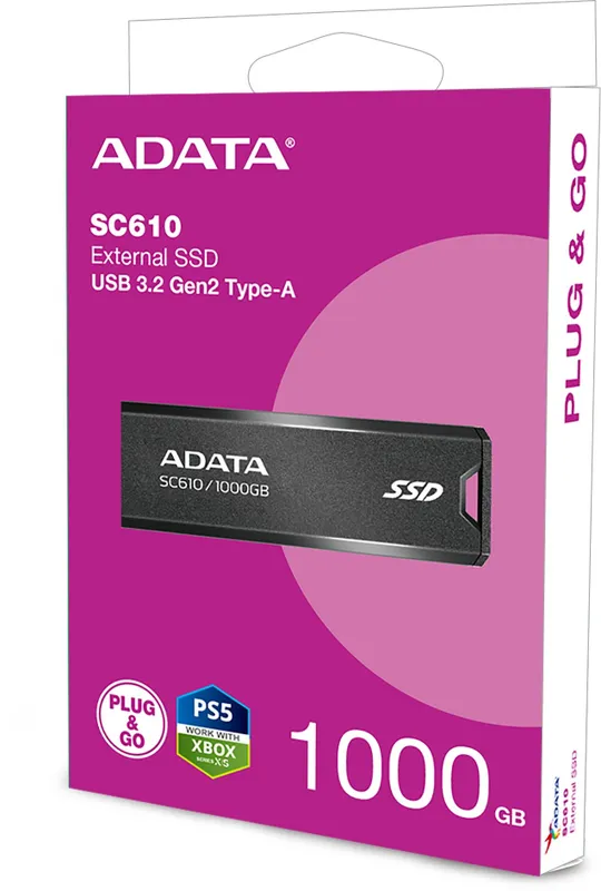Накопитель SSD A-Data USB 3.1 1TB SC610-1000G-CBK/RD SC610 1.8" черный