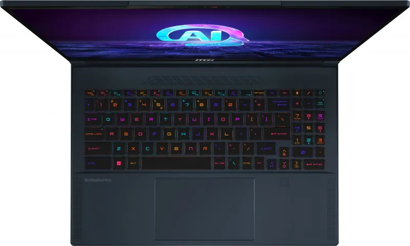 Ноутбук MSI Stealth 16 AI Studio A1VHG-061RU Core Ultra 9 185H 32Gb SSD2Tb NVIDIA GeForce RTX4080 12Gb 16" IPS UHD+ (3840x2400) Windows 11 Home dk.blue WiFi BT Cam (9S7-15F312-061)