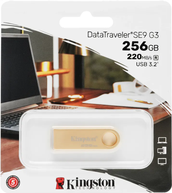 Флеш Диск Kingston 256GB DataTraveler SE9 DTSE9G3/256GB USB3.0 серебристый